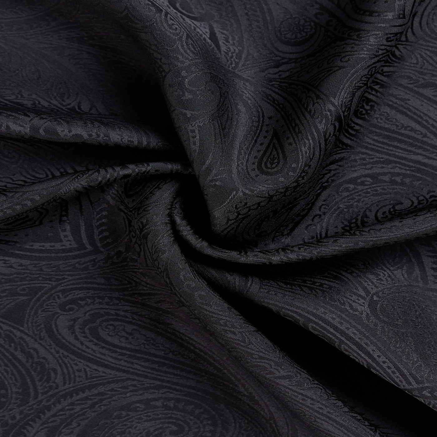 картинка Жаккард узор Пейсли, Темная ночь, 140 см, 16 мм, 100% шелк от магазина Мир Шелка